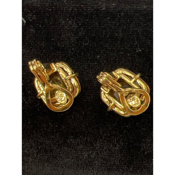 Vintage Monet Gold Citrine Glass Clip On Earrings Elegant Costume Jewelry - Picture 5 of 6